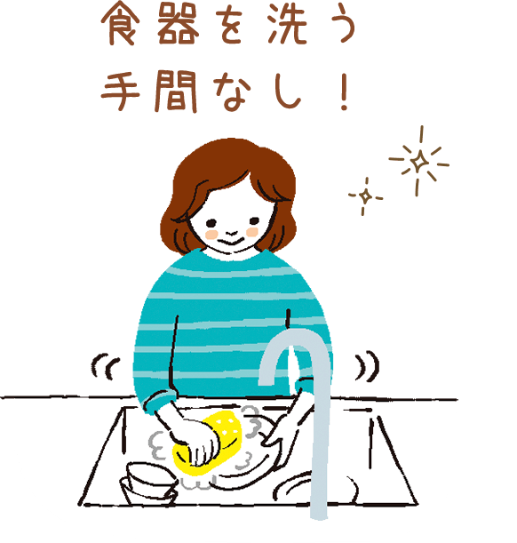 食器を洗う手間なし！