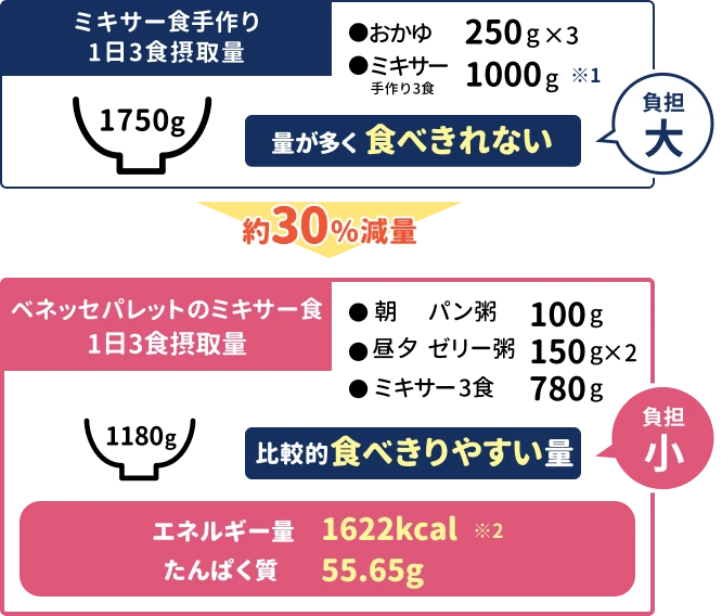 ベネッセパレットのミキサー食は比較的食べきりやすい量